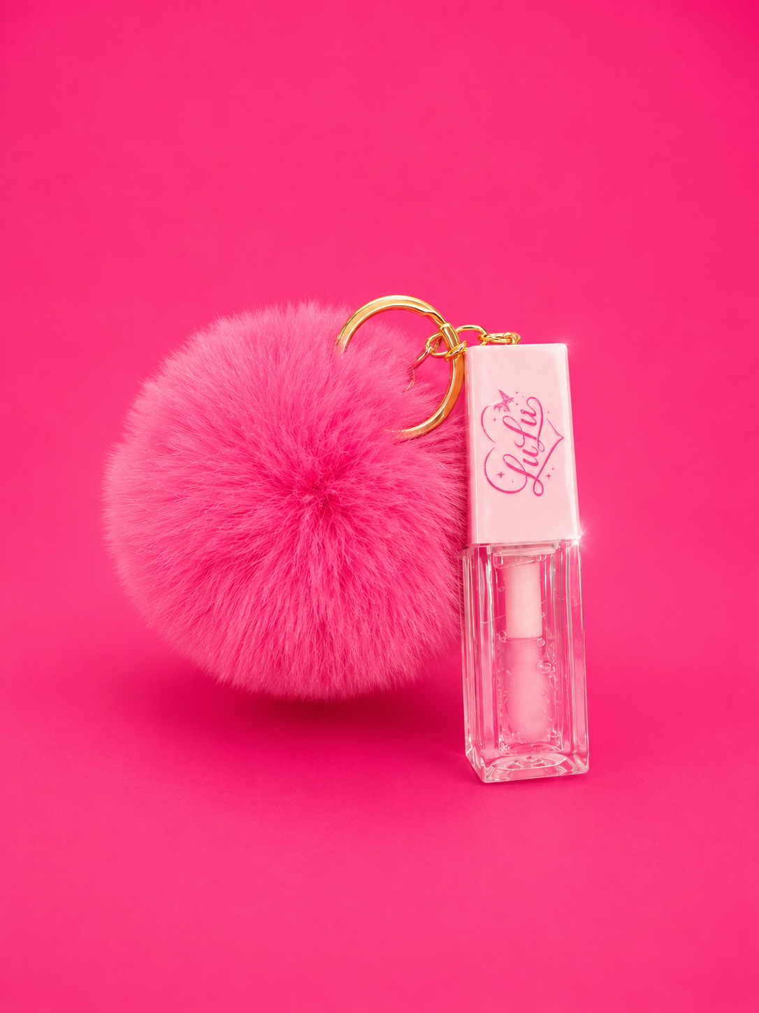Pom Pom Keychain Lip Gloss