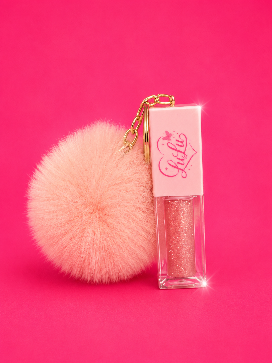 Pom Pom Keychain Lip Gloss